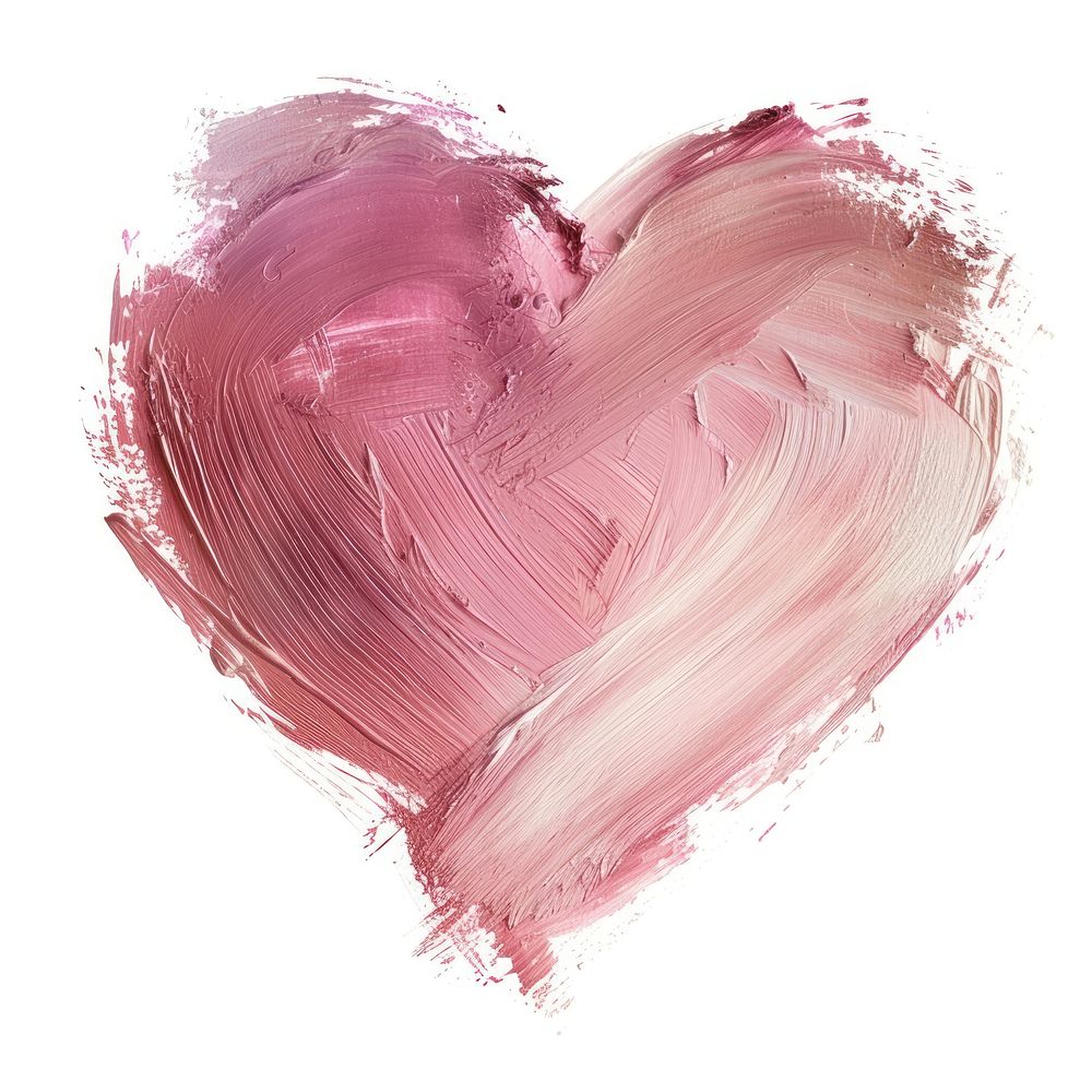 Pastel pink heart shapbrush stroke backgrounds paint white background.