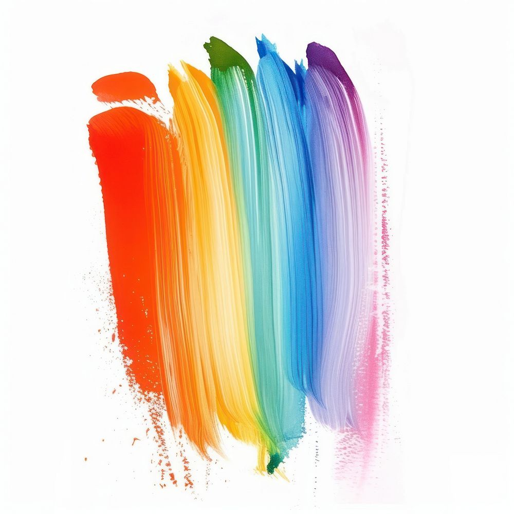Pastel rainbow brush stroke backgrounds paint white background.