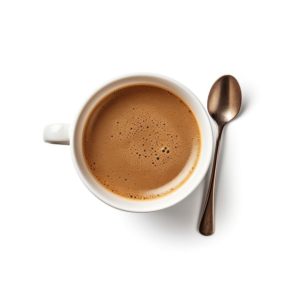 An espresso coffee cup spoon drink tea.