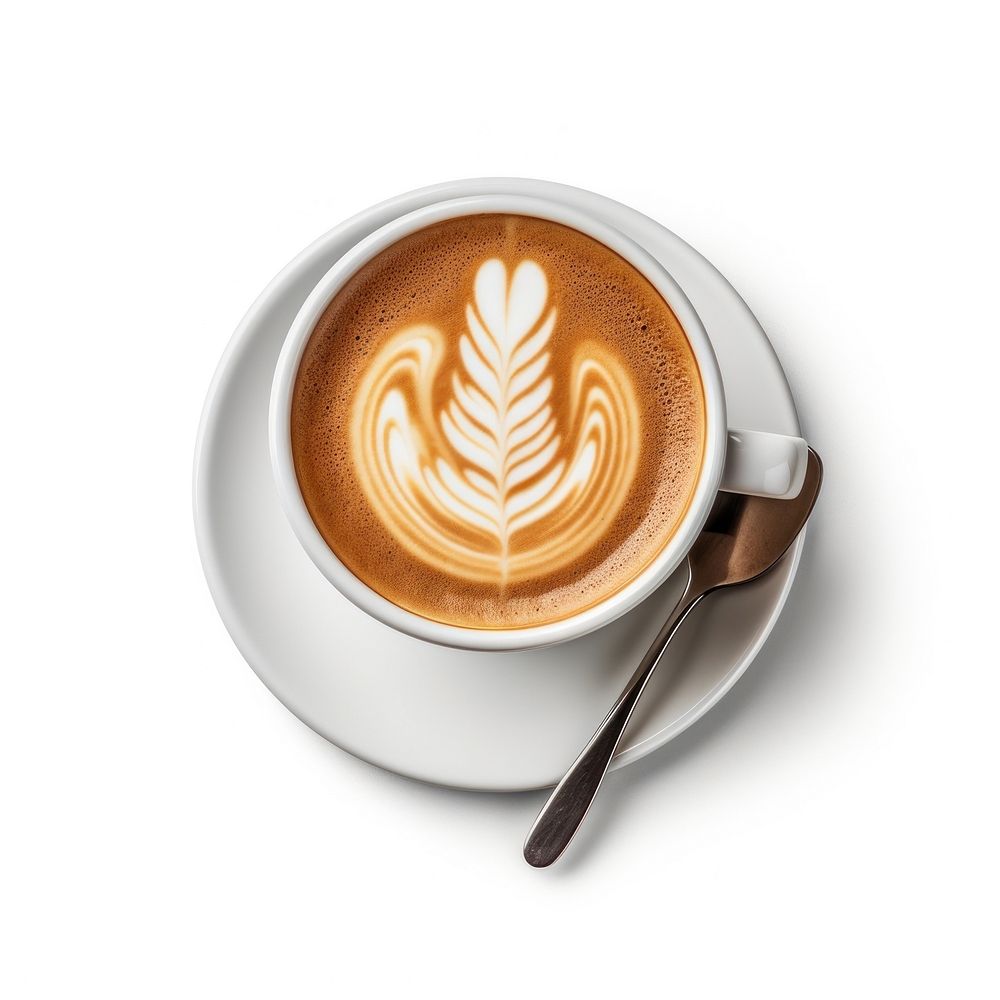 An espresso coffee cup latte drink spoon.