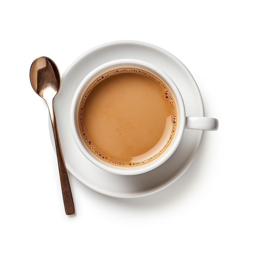 An espresso coffee cup spoon drink tea.