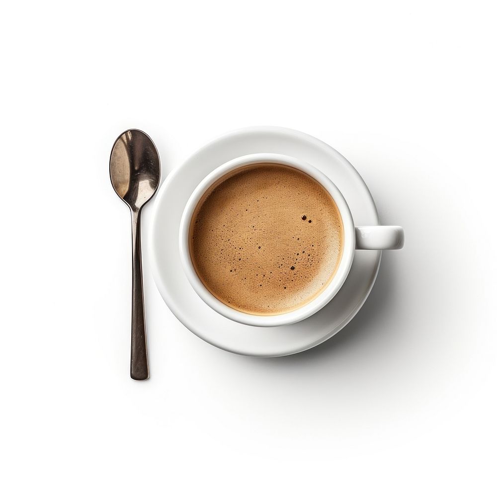 An espresso coffee cup spoon drink mug.