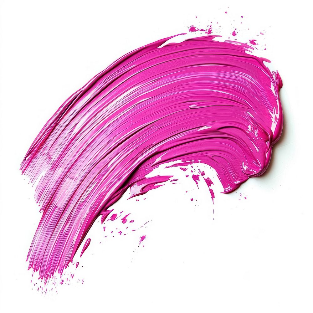 Pink brush stroke purple paint white background.
