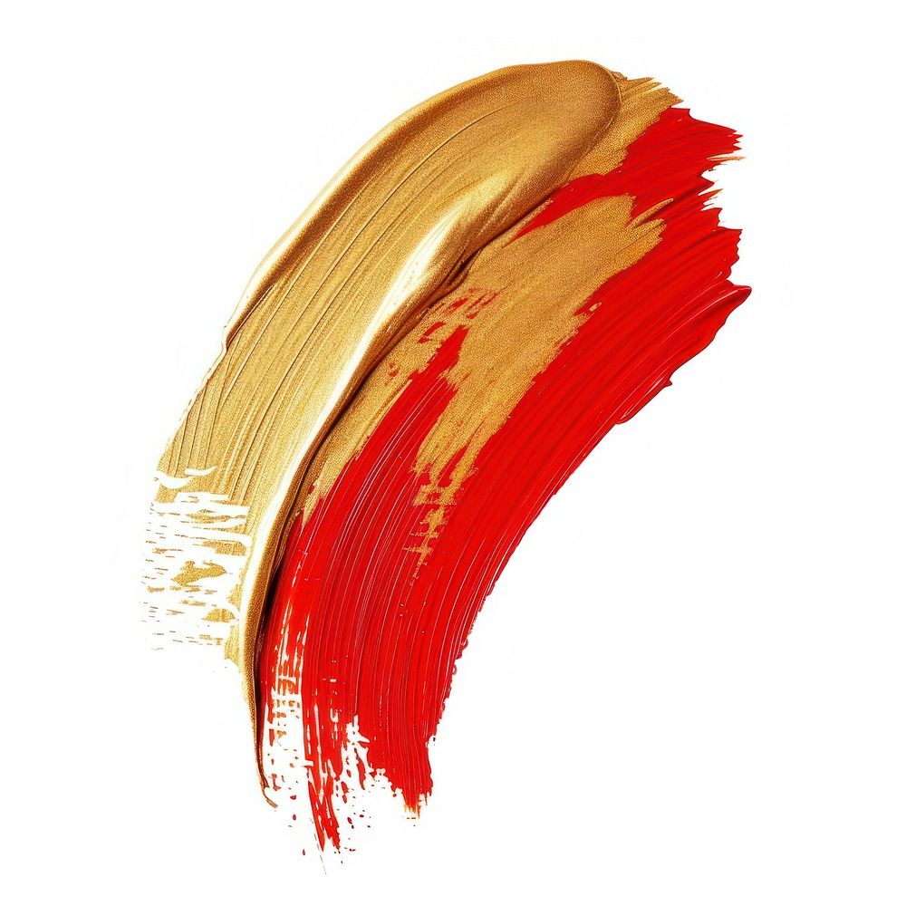 Red and gold brush stroke paint white background accessories.