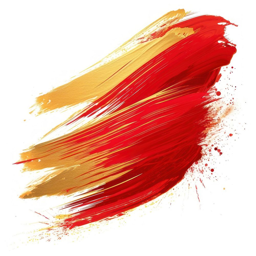 Red and gold brush stroke backgrounds paint white background.