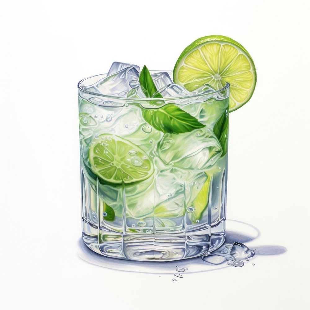 Lime gin cocktail mojito sketch drink.