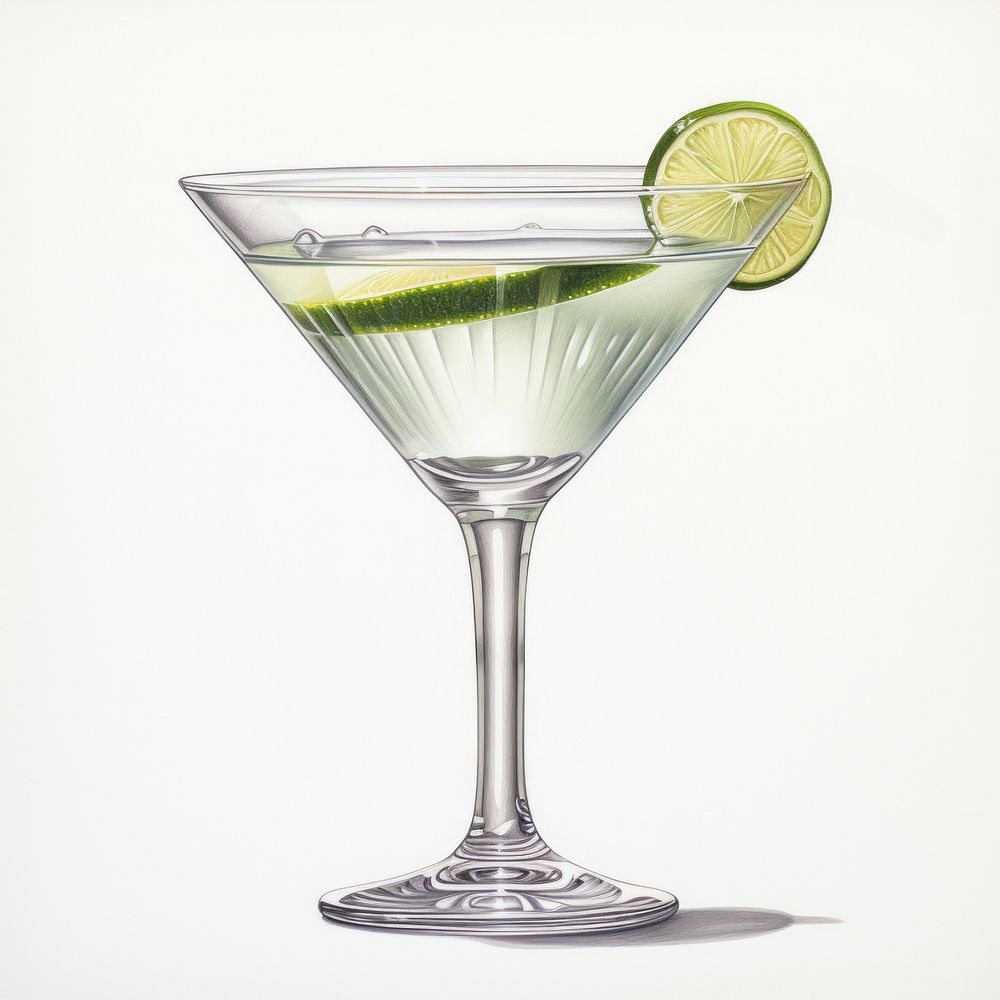 Lime gin cocktail martini sketch drink.