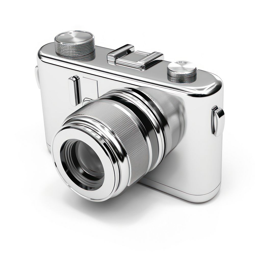 Camera icon chrome material white background photographing electronics.