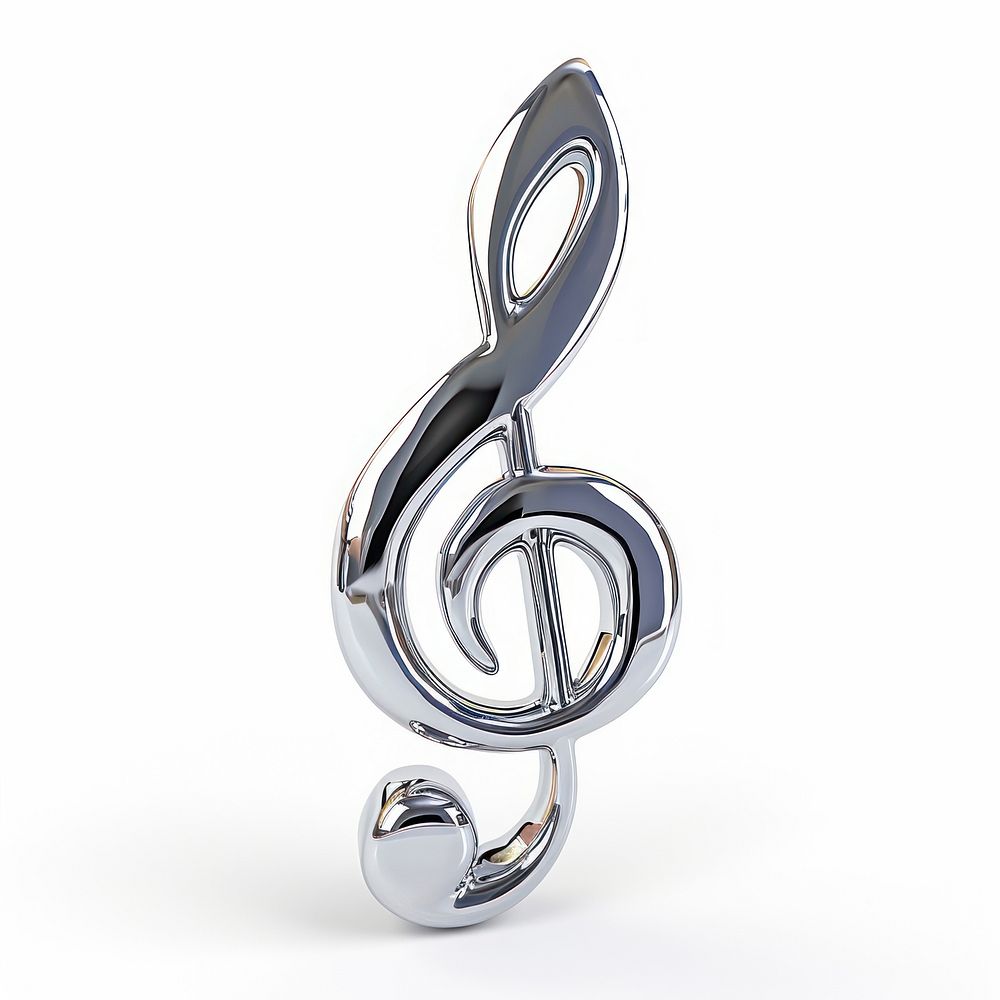 Music note chrome material jewelry silver shiny.