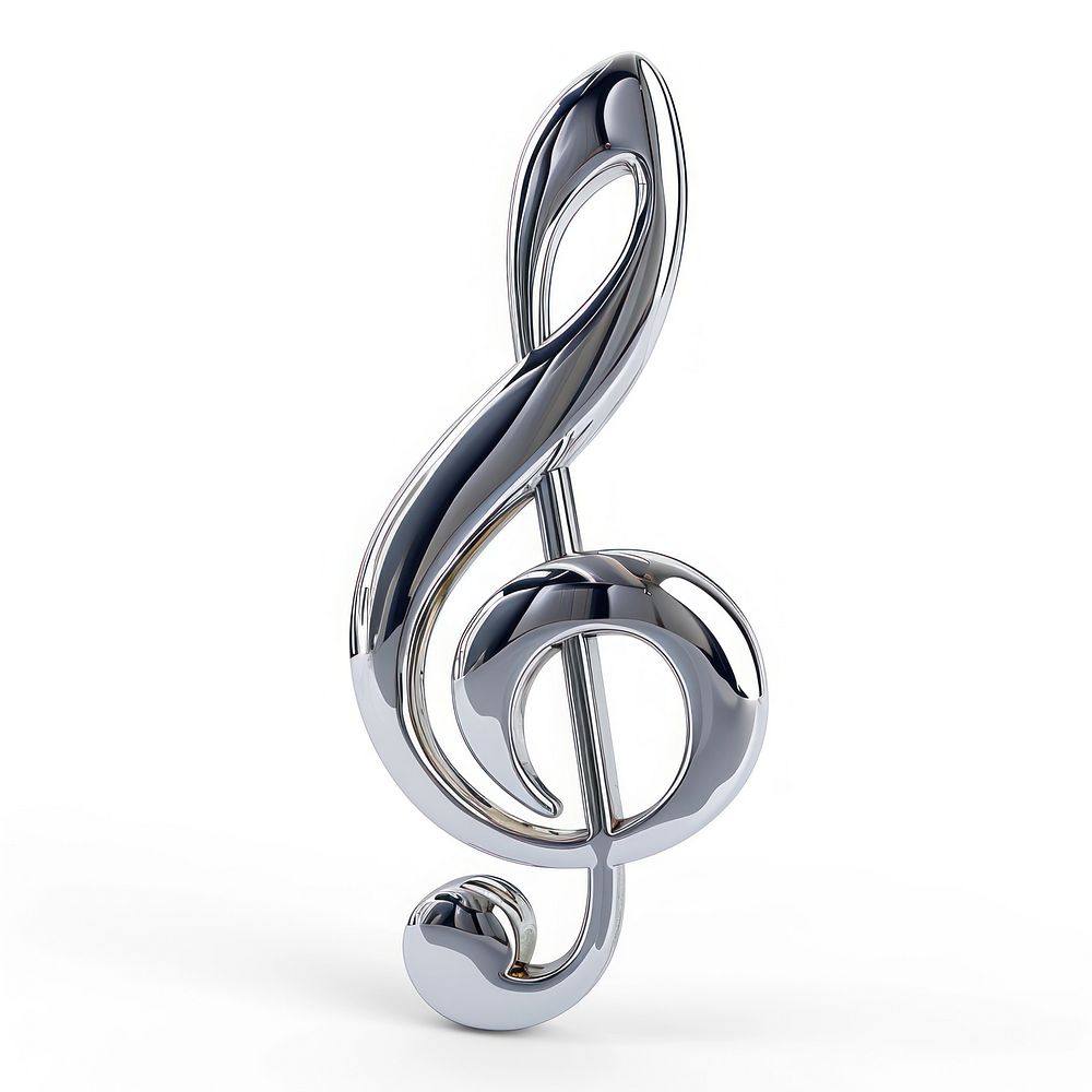 Music note chrome material jewelry silver shiny.