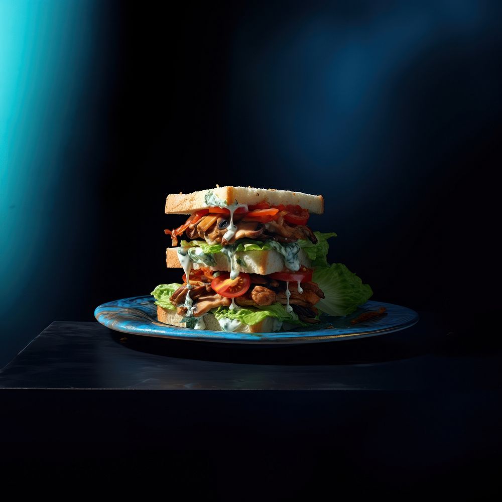 Sandwich lettuce tomato plate. AI generated Image by rawpixel.