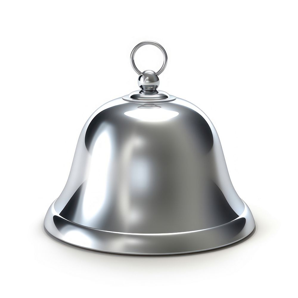 Bell icon Chrome material silver shape shiny.