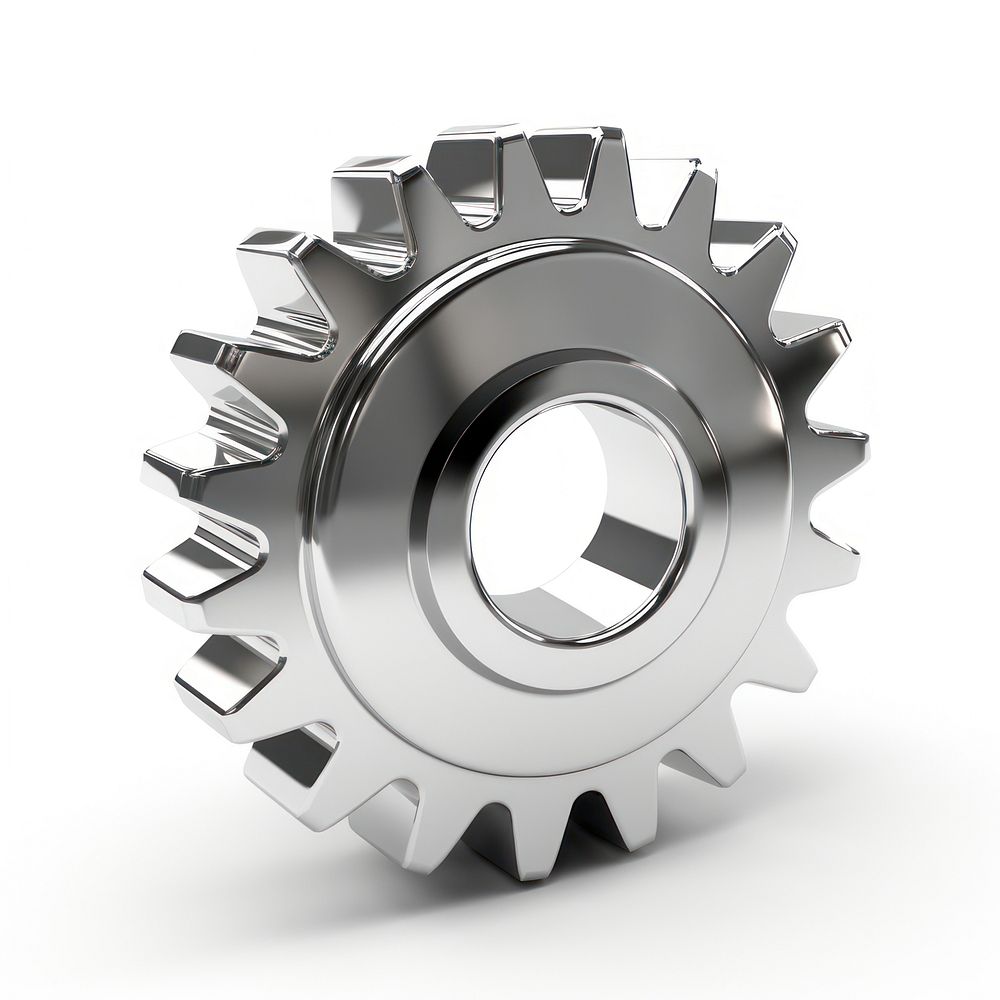 Gear Chrome material wheel white background technology.