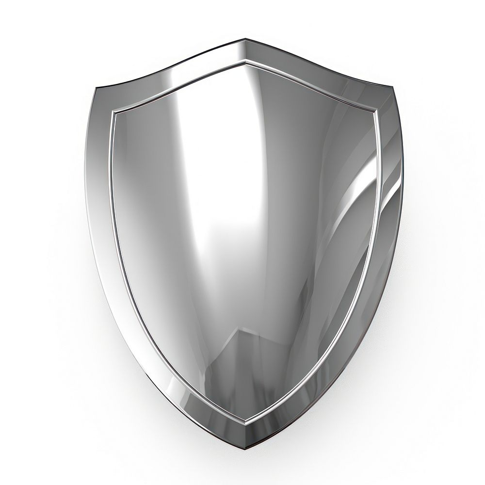 Shield Chrome material silver shiny shape.