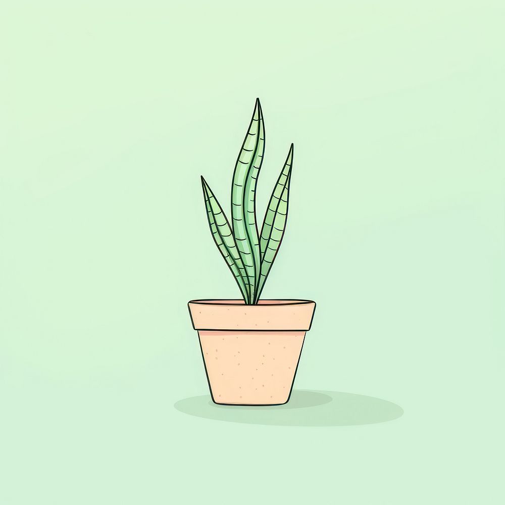 Pot plant cartoon line houseplant. AI generated Image by rawpixel.