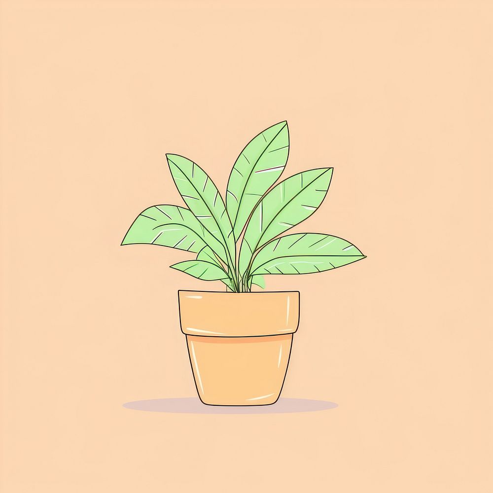 Pot plant cartoon line leaf. AI generated Image by rawpixel.