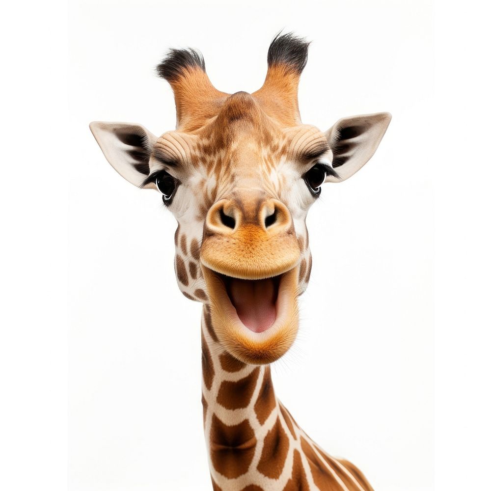 Smiling giraffe wildlife animal mammal. AI generated Image by rawpixel.