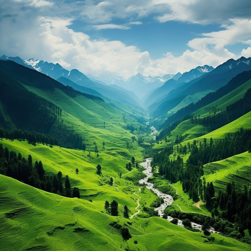 Valley landscape panoramic mountain. AI generated Image by rawpixel.