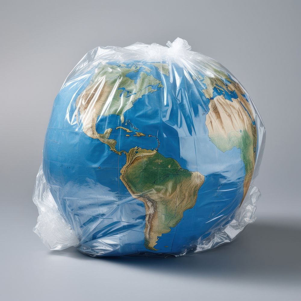 Plastic wrapping over a globe space topography astronomy.