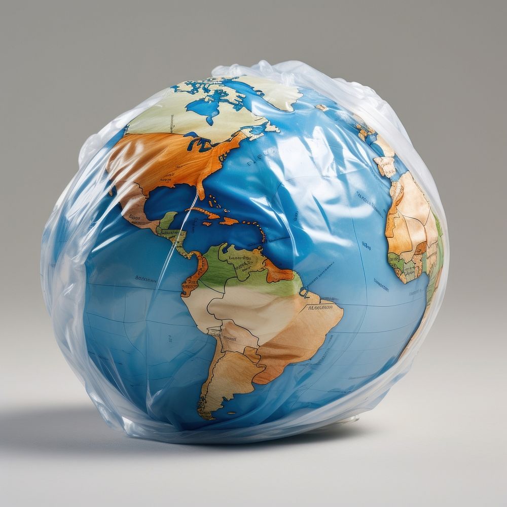 Plastic wrapping over a sphere globe planet space topography.