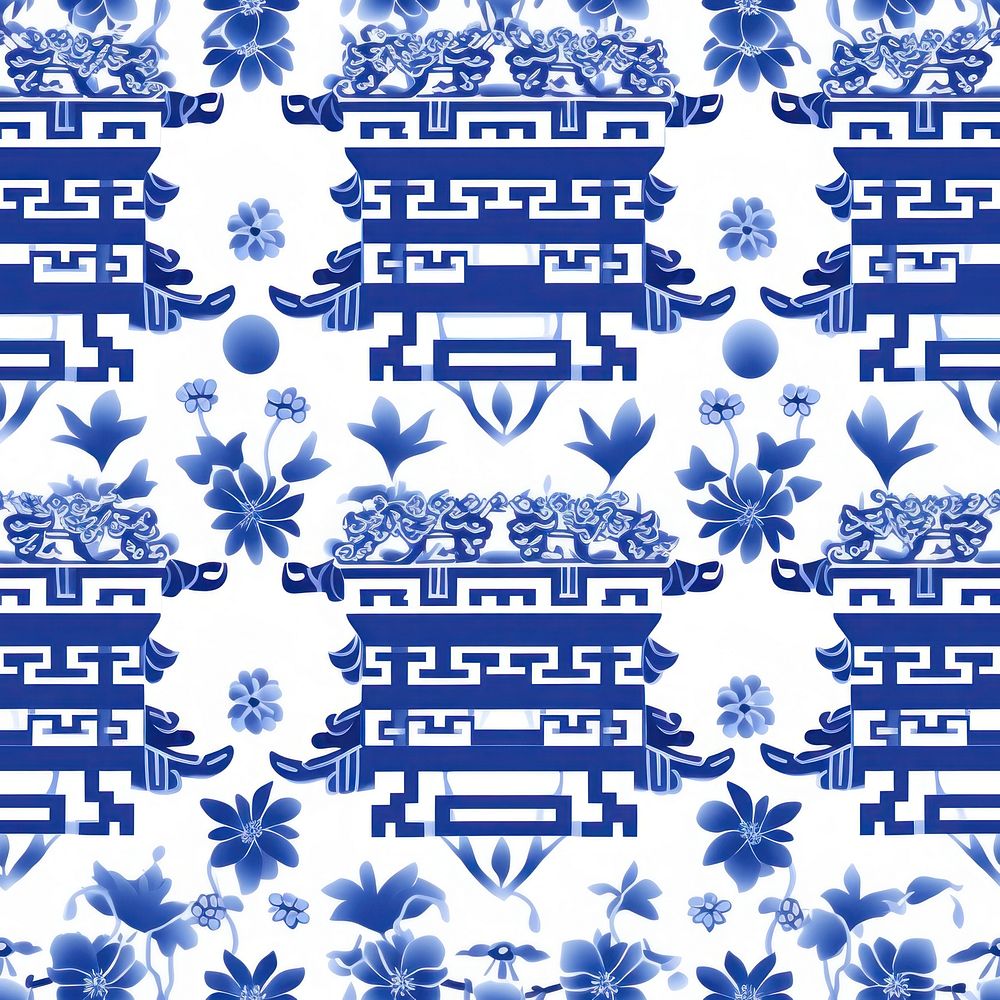 Tile pattern of chinese architecture backgrounds porcelain blue.
