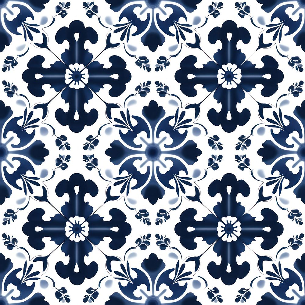 Tile pattern of blossom backgrounds white blue.