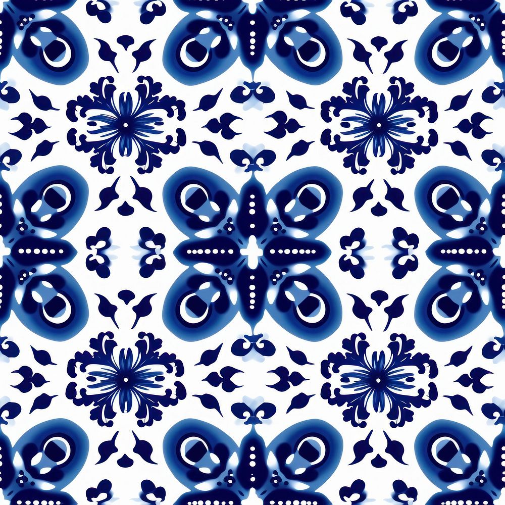 Tile pattern of butterfly backgrounds blue art.