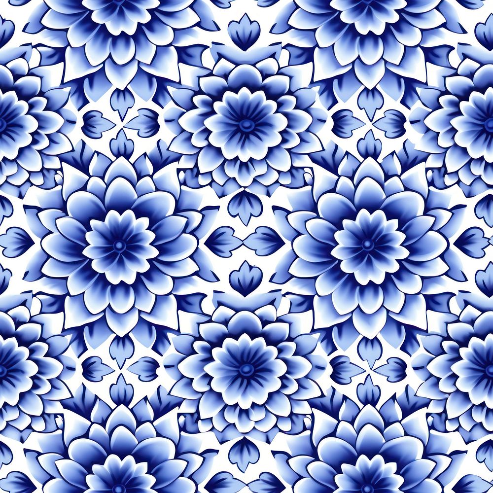 Tile pattern of dahlia backgrounds blue art.