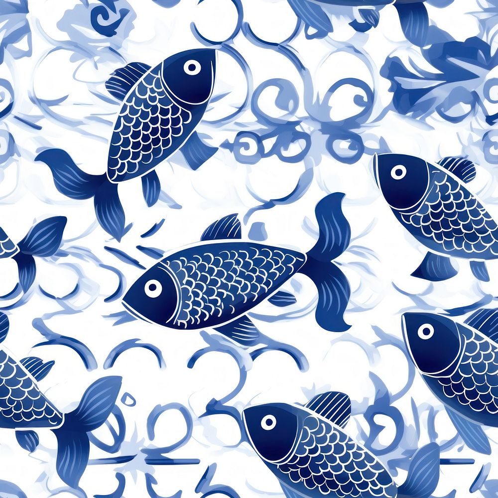 Tile pattern of fish backgrounds animal blue.