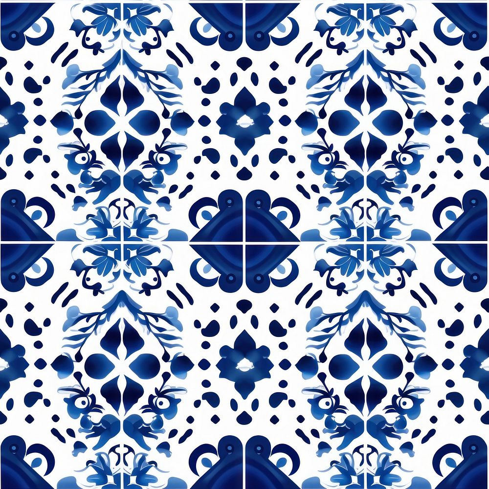 Tile pattern of heart backgrounds white blue.