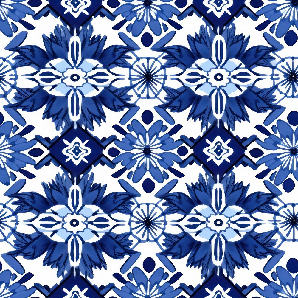 Tile pattern of Jasmine backgrounds white blue.