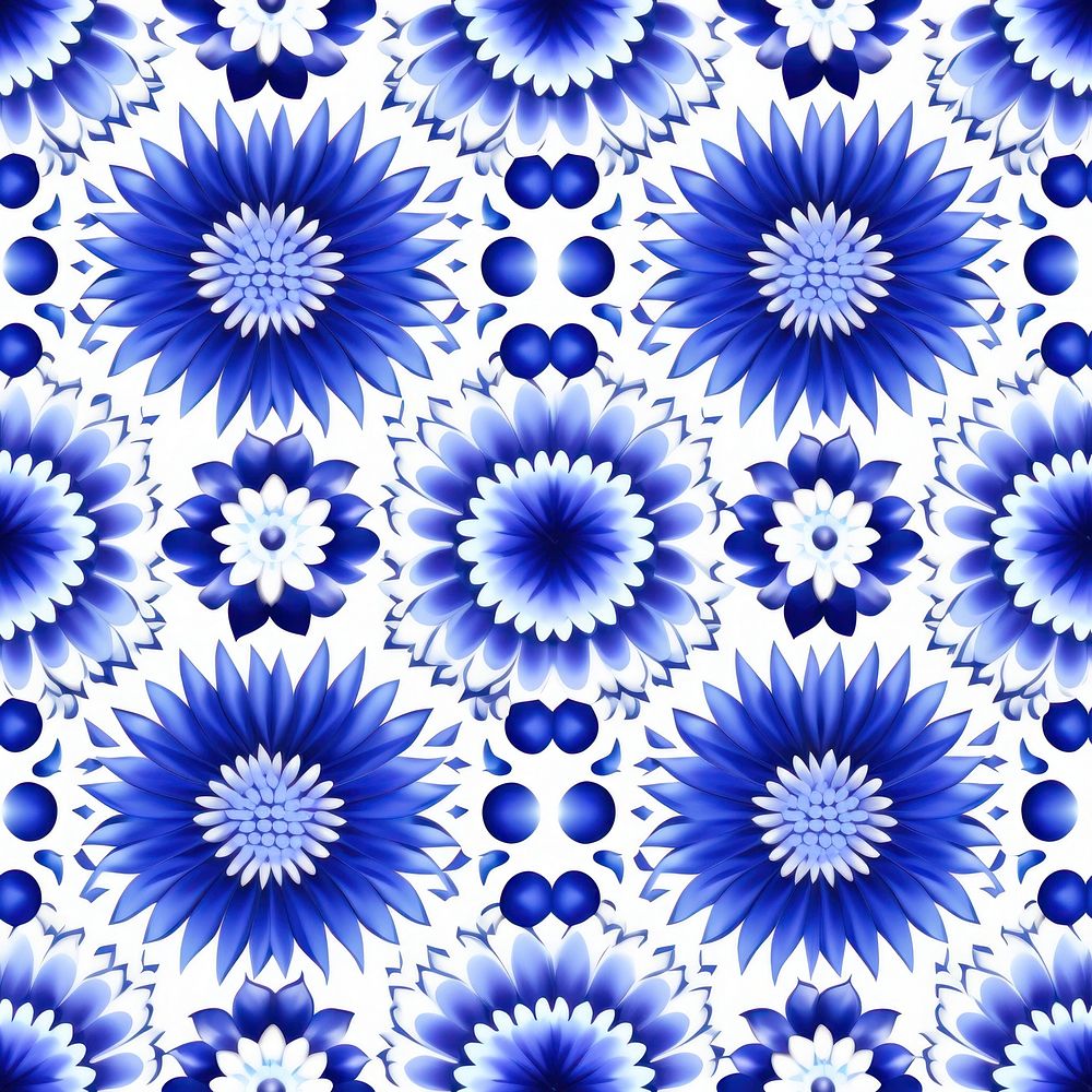Tile pattern of sunflower backgrounds blue art.