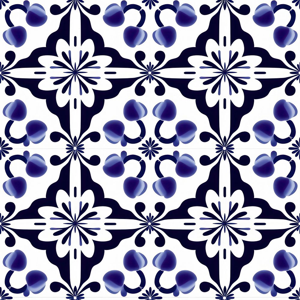 Tile pattern of plum blossom backgrounds blue art.