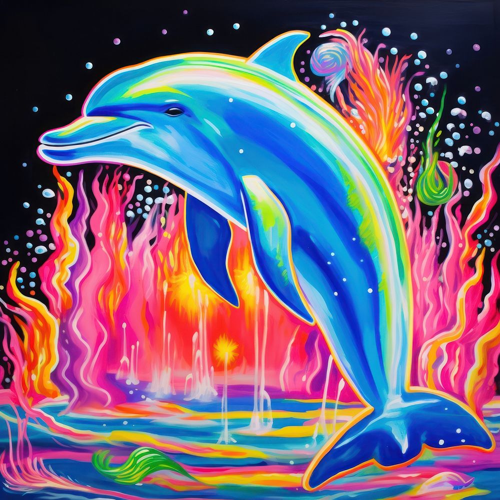 A dolphin painting animal mammal. AI generated Image by rawpixel.