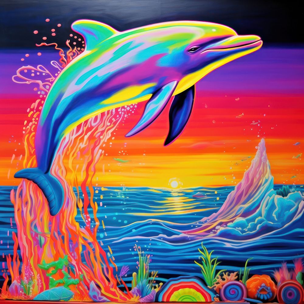 A dolphin painting animal mammal. AI generated Image by rawpixel.