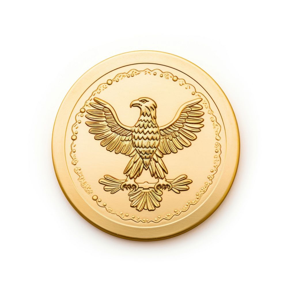 Gold eagle Seal Wax Stamp circle shape money.