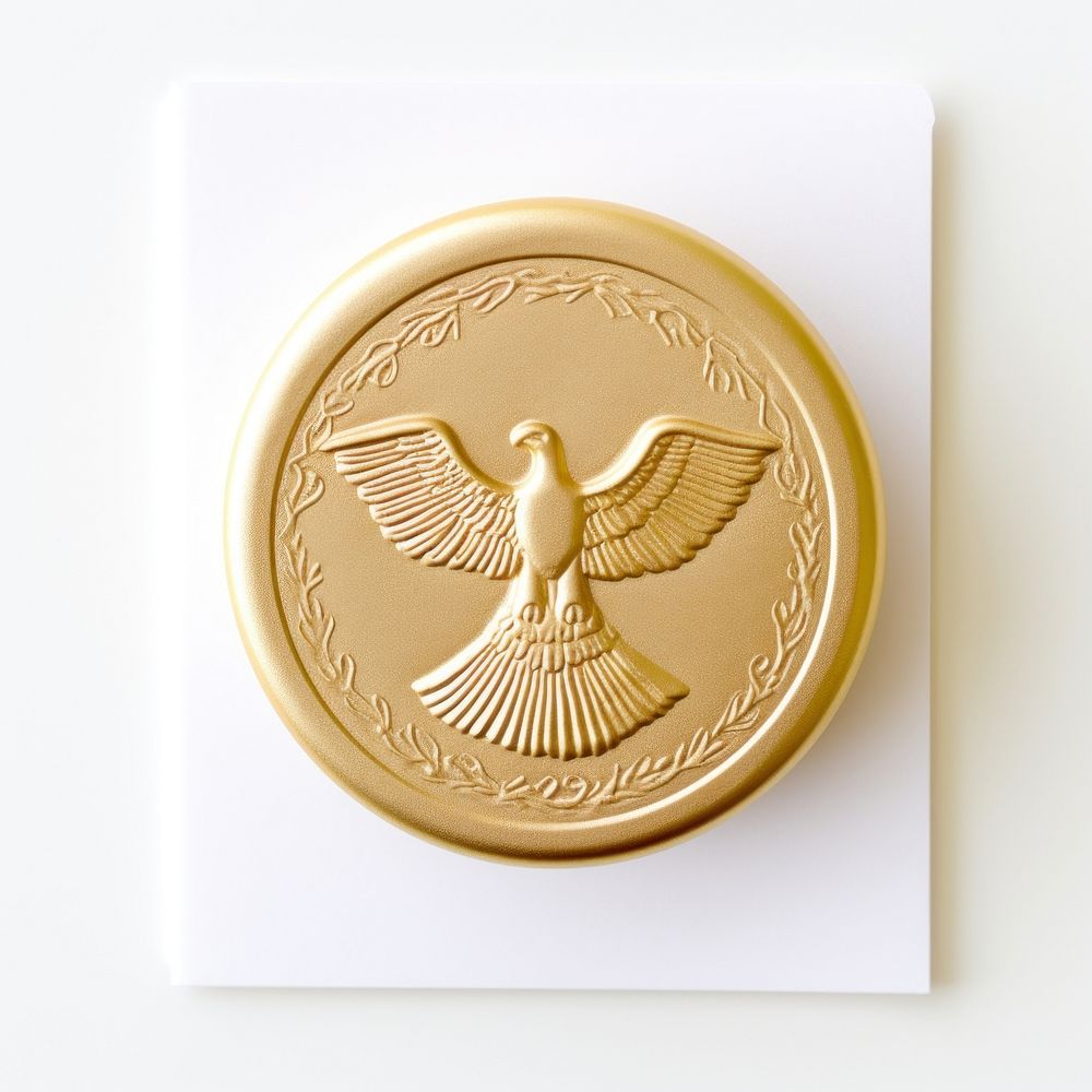 Gold eagle Seal Wax Stamp circle locket shape.