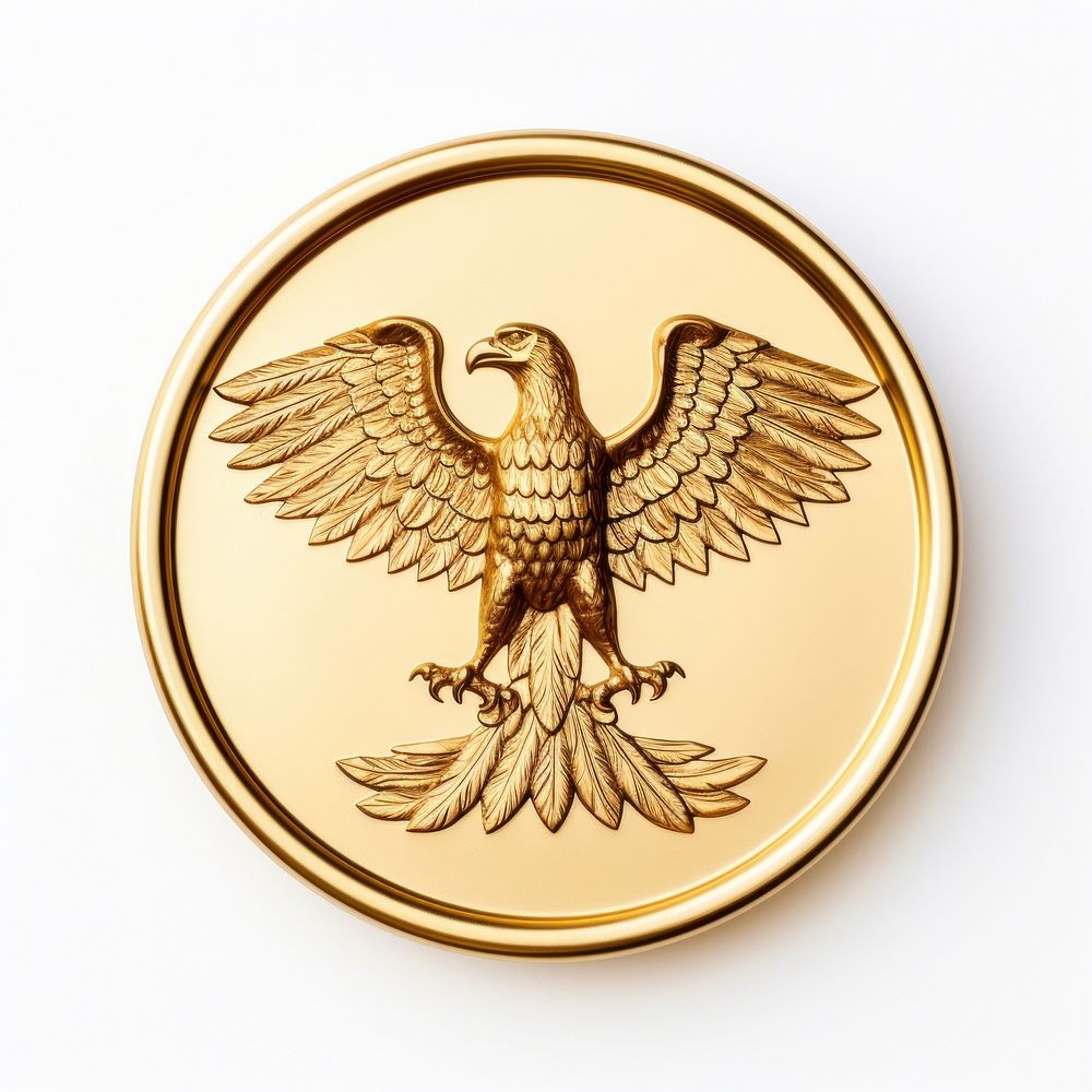 Gold eagle Seal Wax Stamp circle locket shape.