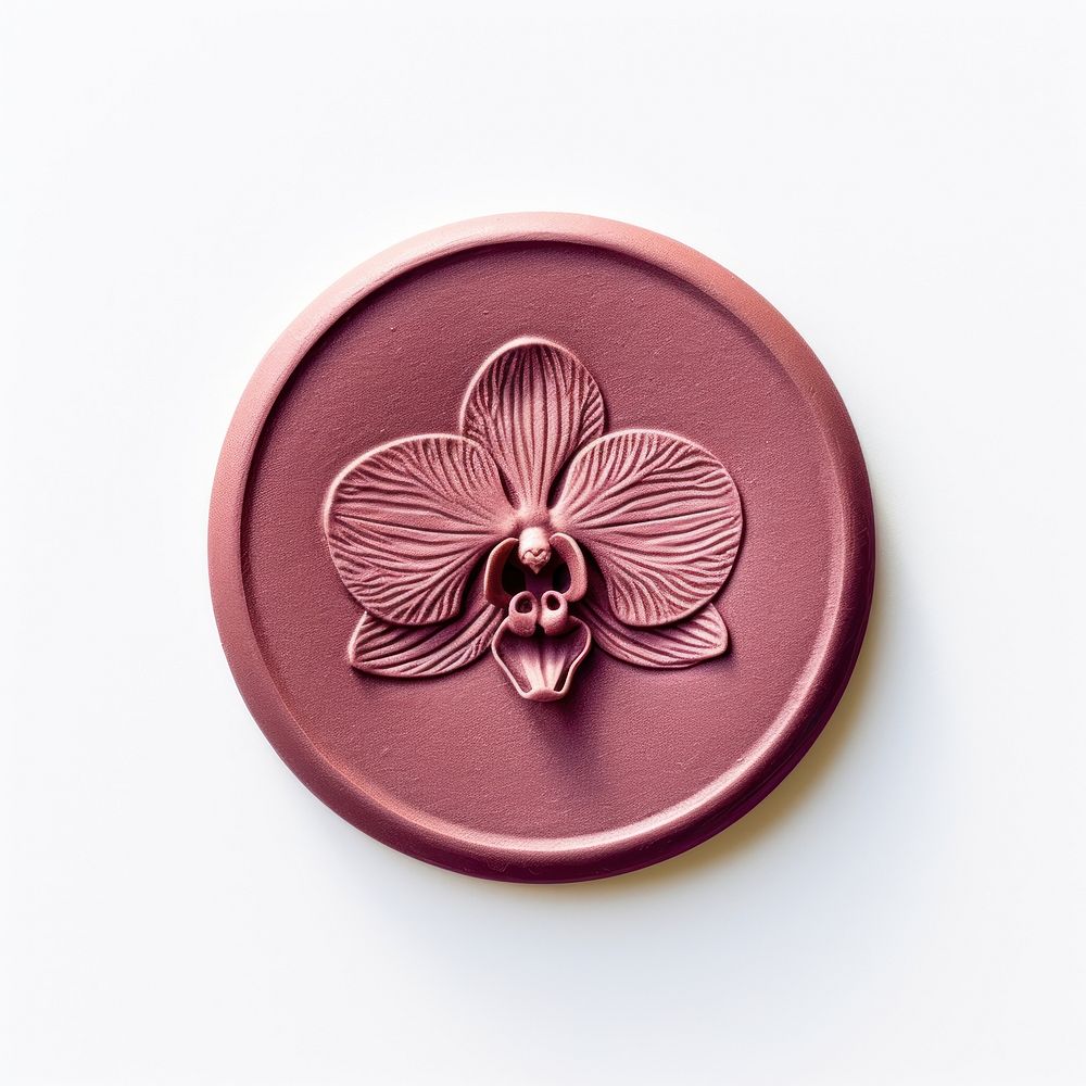 Orchid Seal Wax Stamp circle locket shape.