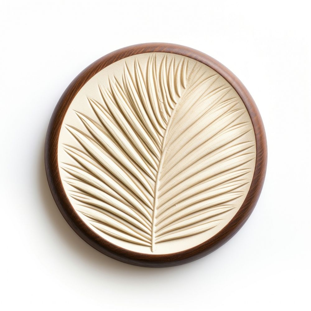 Palm leaves Seal Wax Stamp circle shape white background.