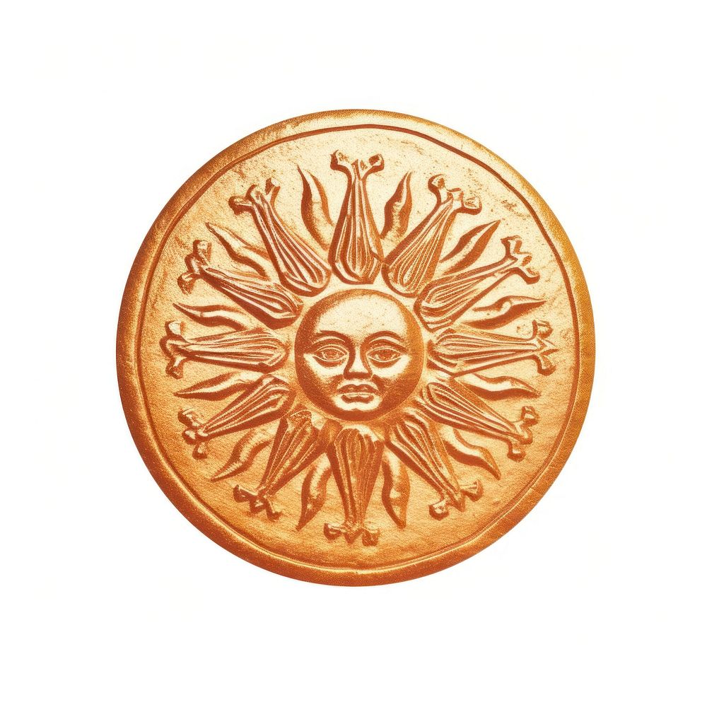 Seal Wax Stamp tarot sun circle bronze shape.
