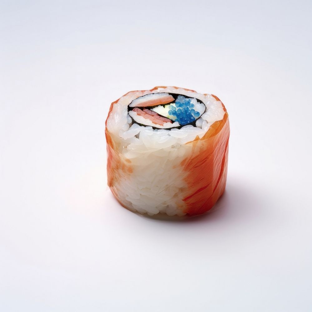 A sushi made of plastic food rice white background. AI generated Image by rawpixel.
