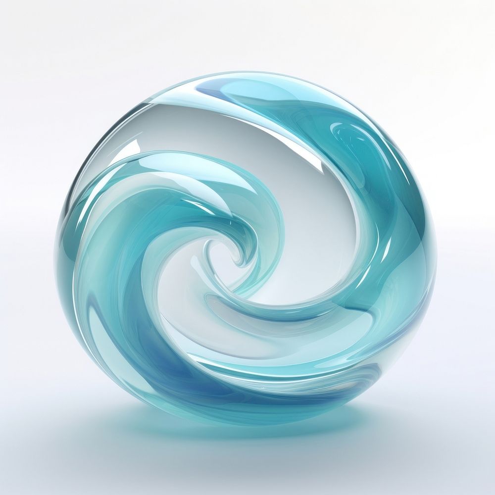 Wavy shape sphere turquoise abstract.