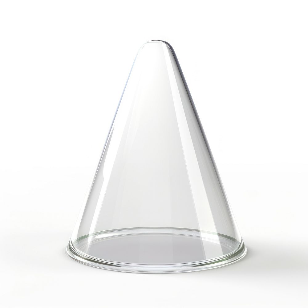 Cone glass transparent white background.