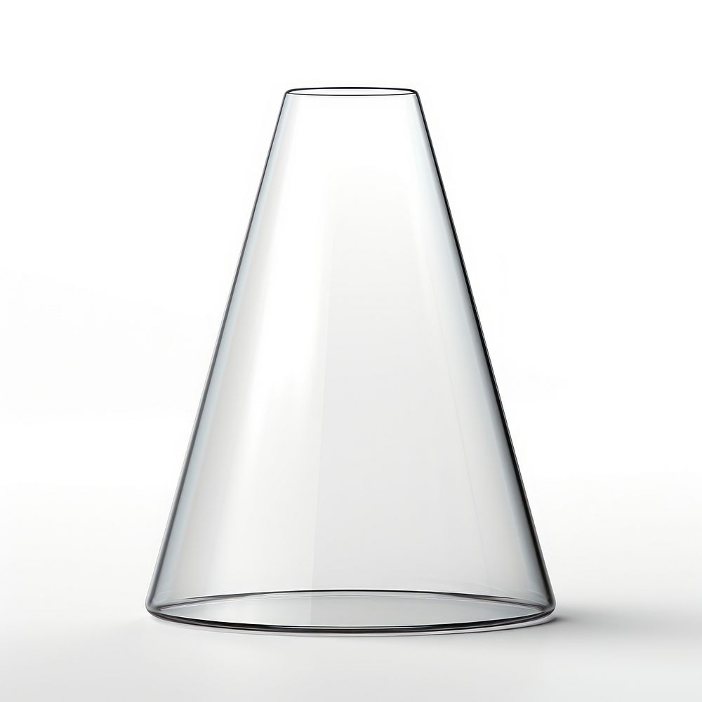 Cone glass transparent vase.