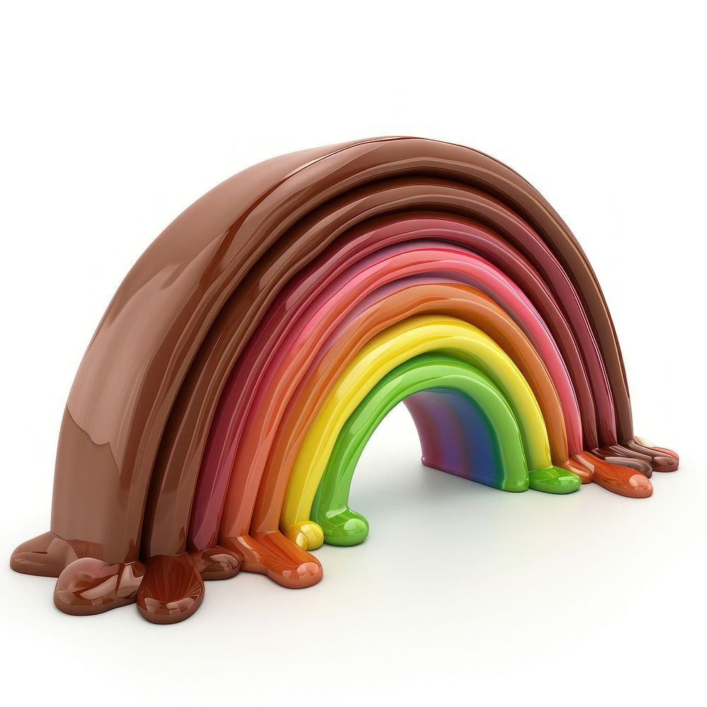 Rainbow chocolate white background confectionery.