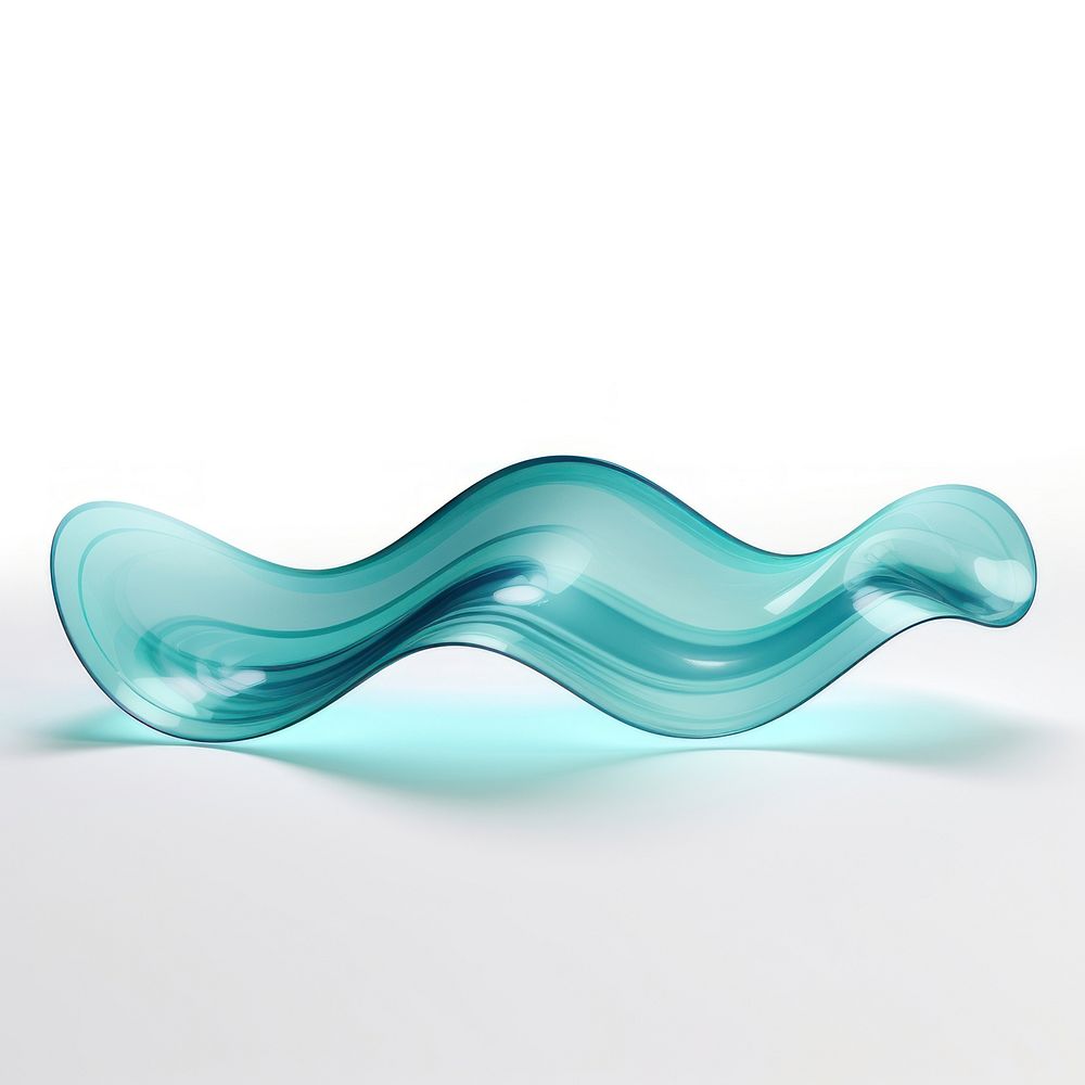 Wavy shape transparent turquoise white background.