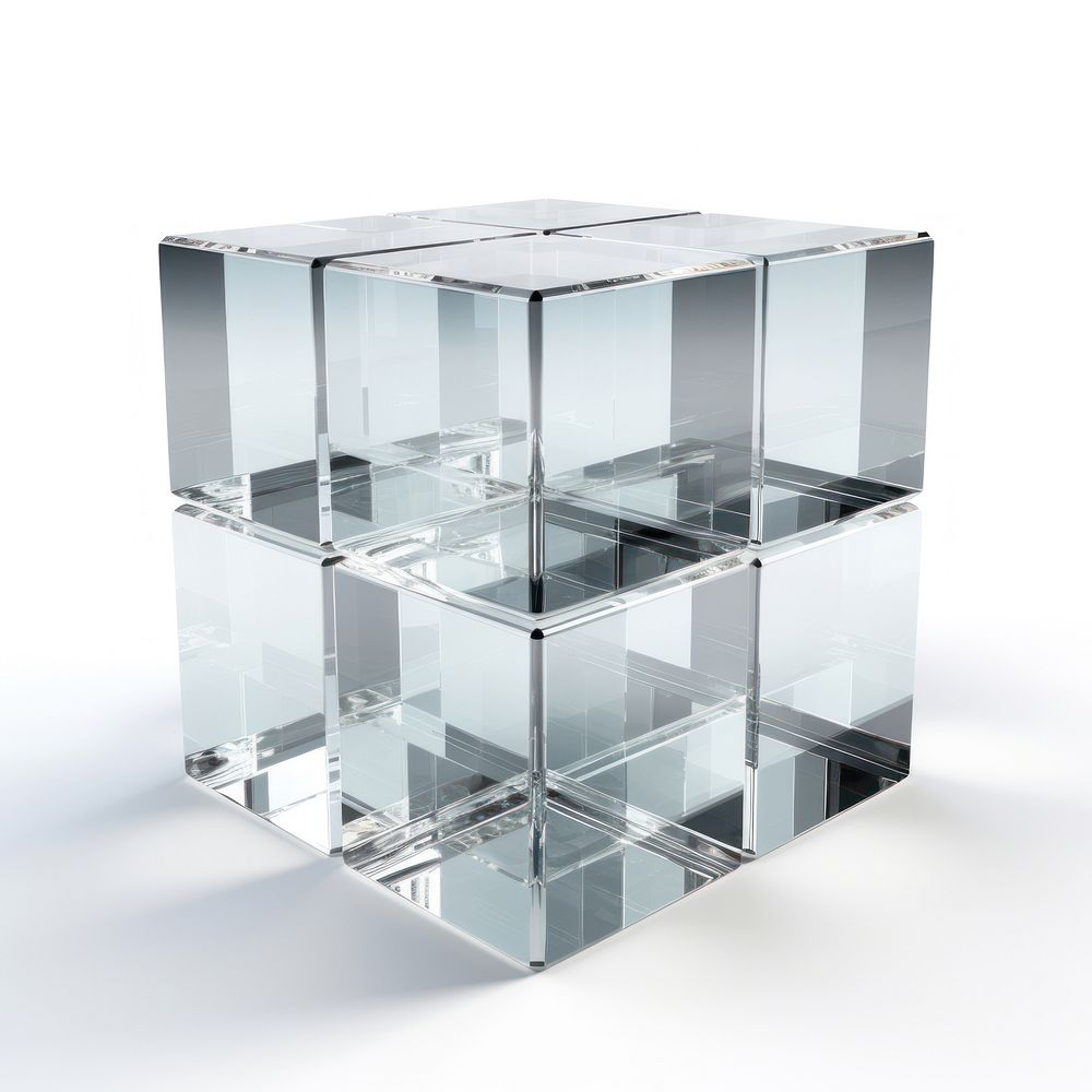 Cuboid crystal glass white background.