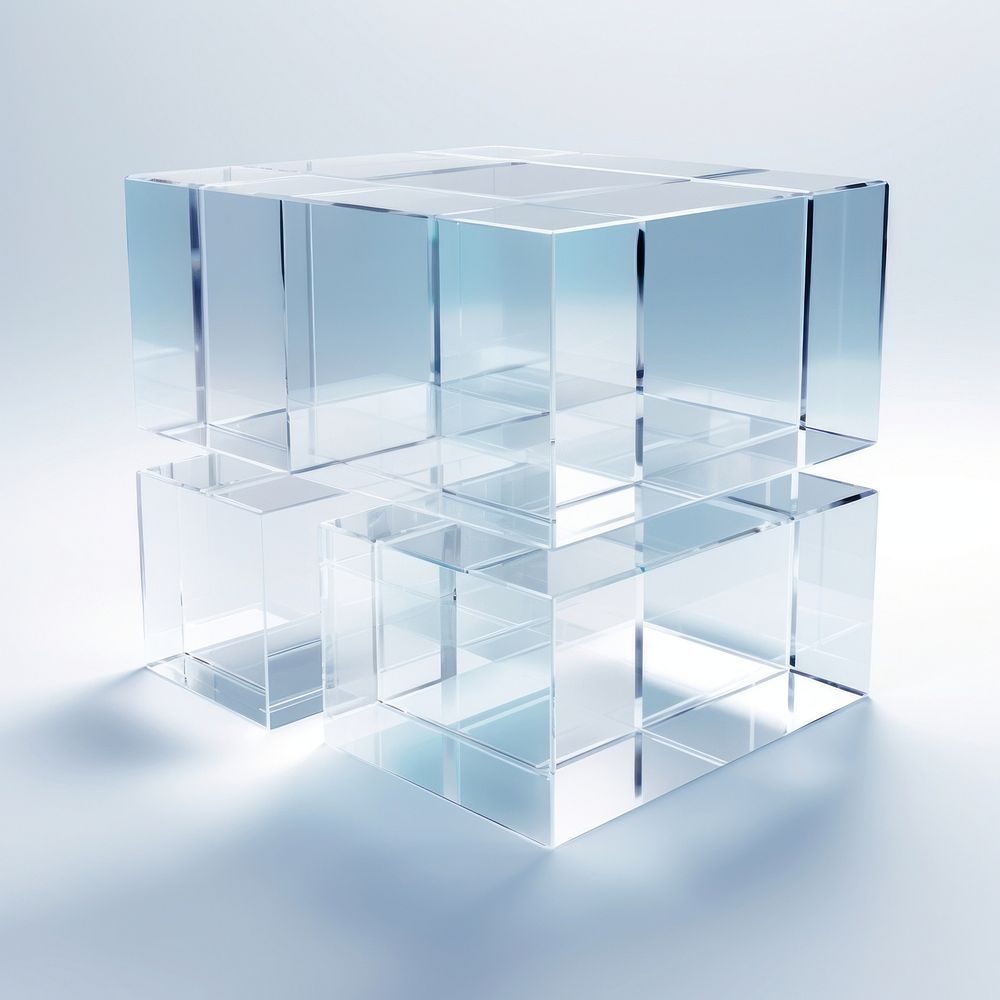 Cuboid crystal glass white background.