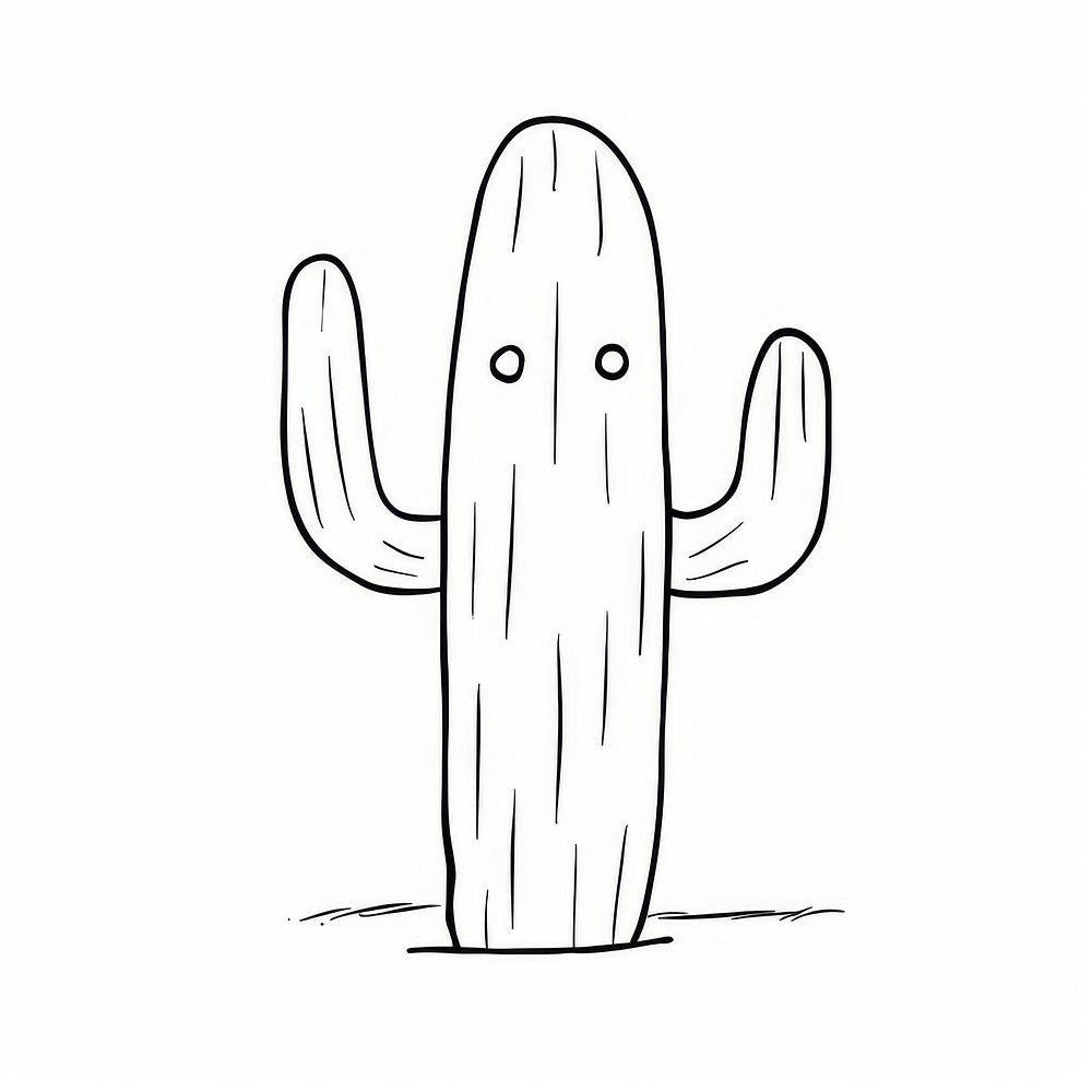 Cactus sketch drawing line.